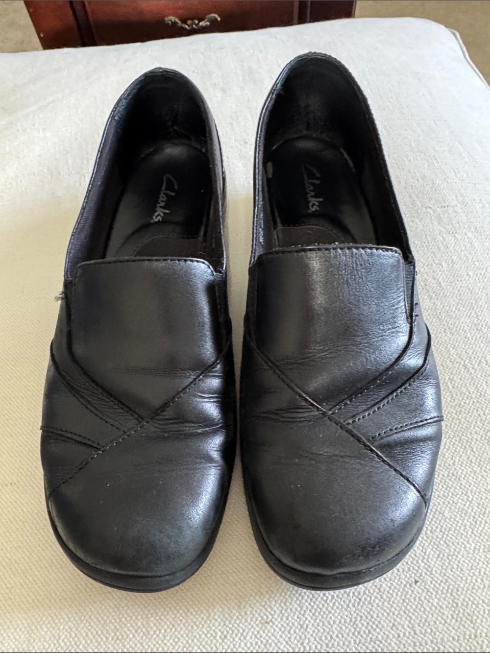 Clarks Black Slip-On Leather Comfort Loafers